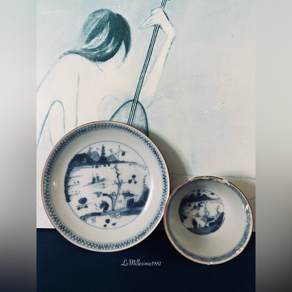 Vintage Vietnamese Chu Dau set of one saucer and teacup